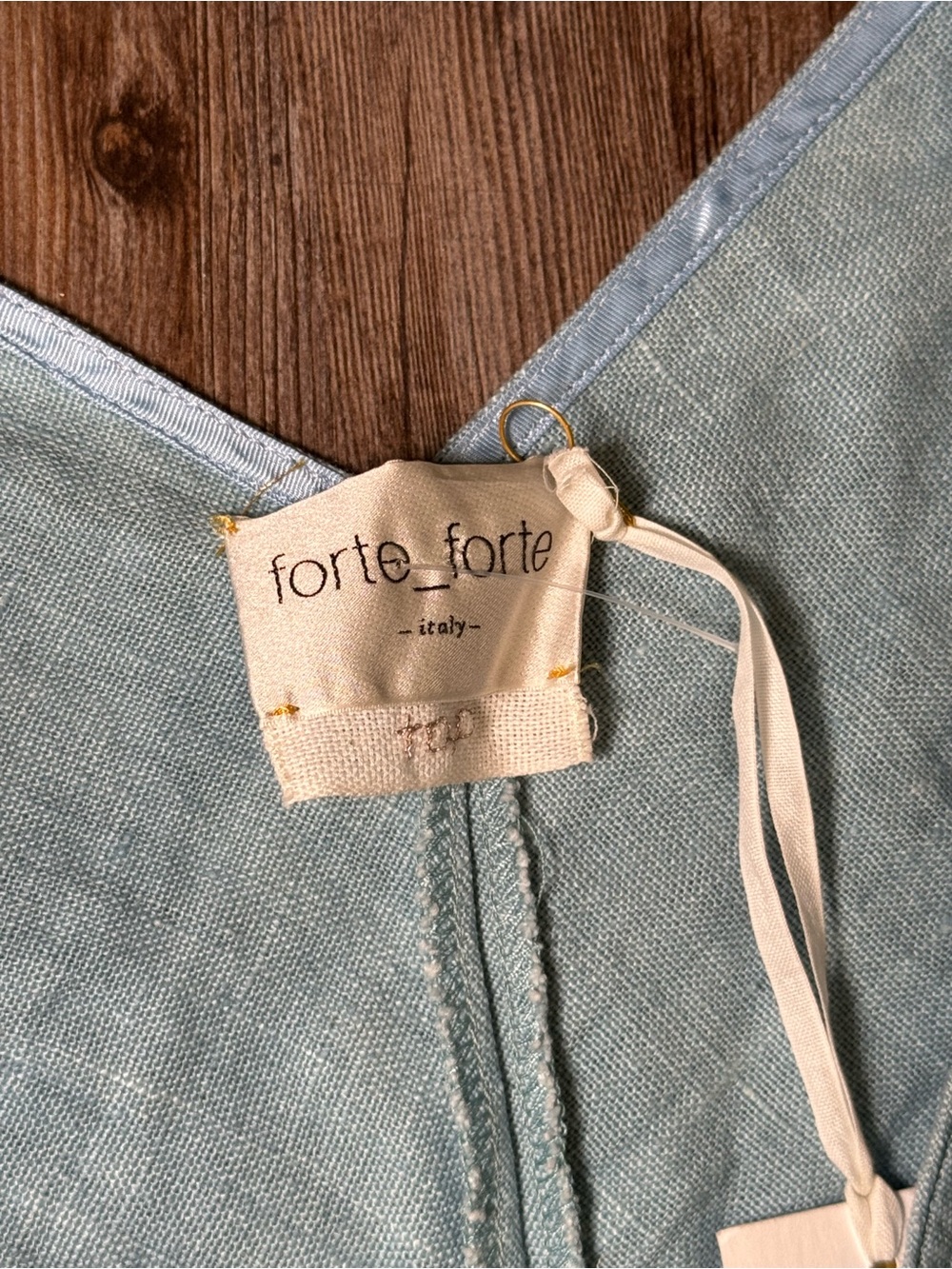Forte Forte Light Blue Tie-Front linen Crop Top - Picture 2 of 10